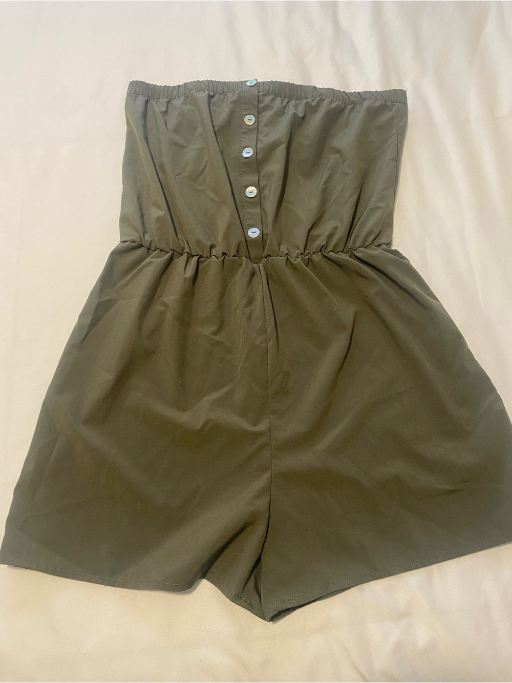 Ci Sono Olive Strapless High-Waist Shorts